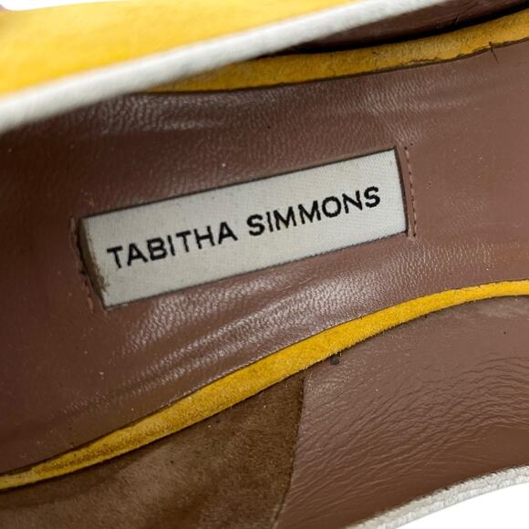 Tabitha Simmons Suede Embroidered Eyelet Flat 39 Gold Mustard 9 - Picture 7 of 12